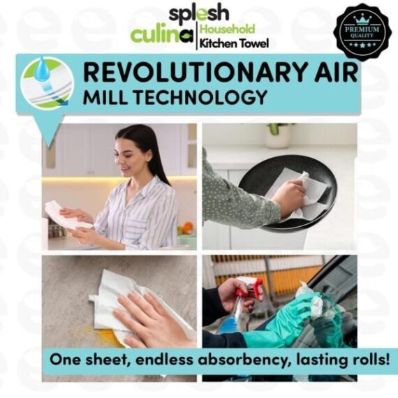 Splesh Culina Premium Kitchen Towel 3 Ply UltraAbsorbent XL Roll, 18 Rolls