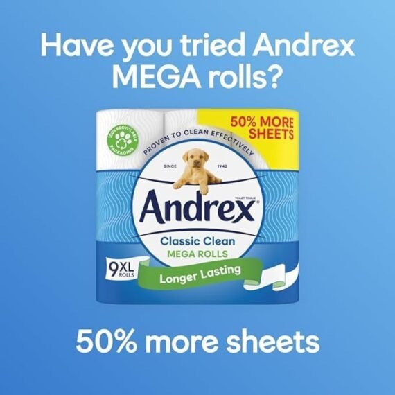 Andrex Classic Clean Washlets, 12 Packs, Flushable Toilet Tissue Wet Wipes with Micellar Water-Biodegradable & Plastic-Free - Use with Regular Toilet Roll for a Shower Fresh Clean